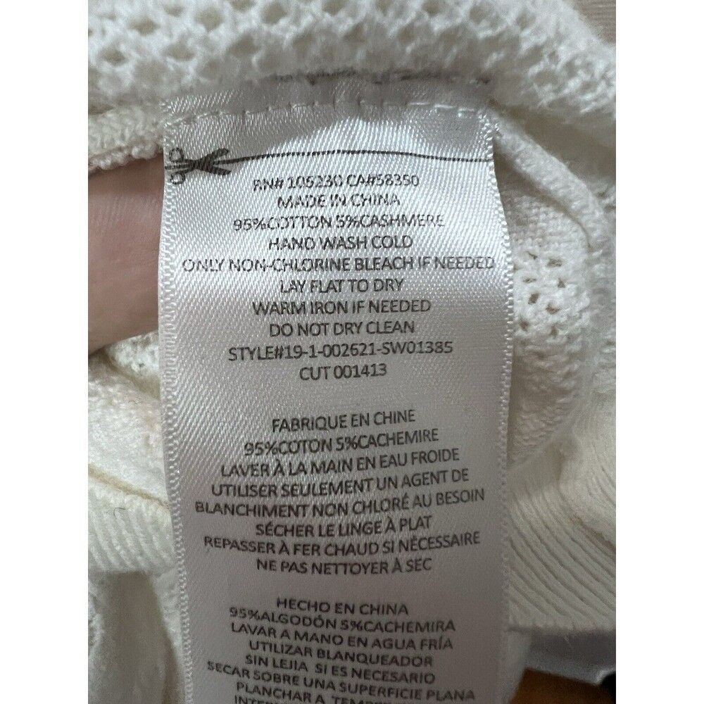 JOIE Women's White Honeycomb Textured Cotton Knit Boxy Sweater Size L - Picture 10 of 10